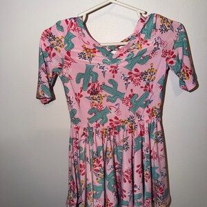 Dot Dot Smile Pink Dress with Cactus and Floral Design